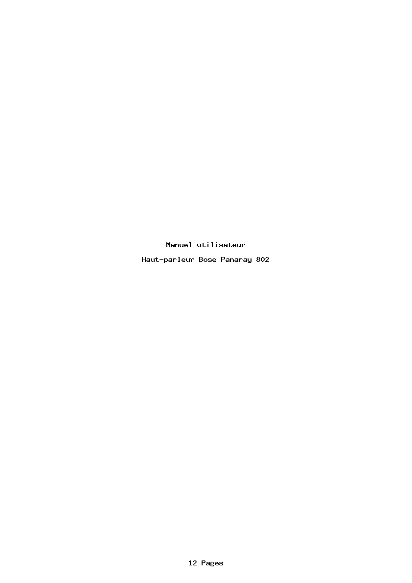Page 1 de la notice Manuel utilisateur Bose Panaray 802