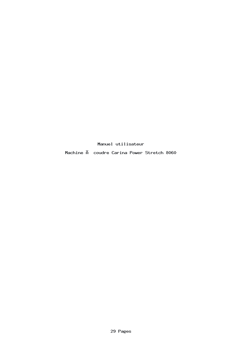 Page 1 de la notice Manuel utilisateur Carina Power Stretch 8060