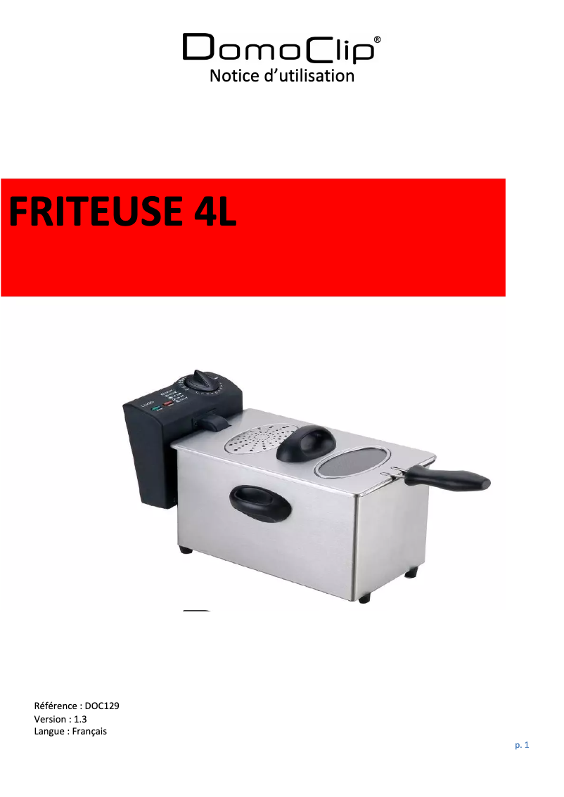 Page 1 de la notice Manuel utilisateur Domoclip DOC129