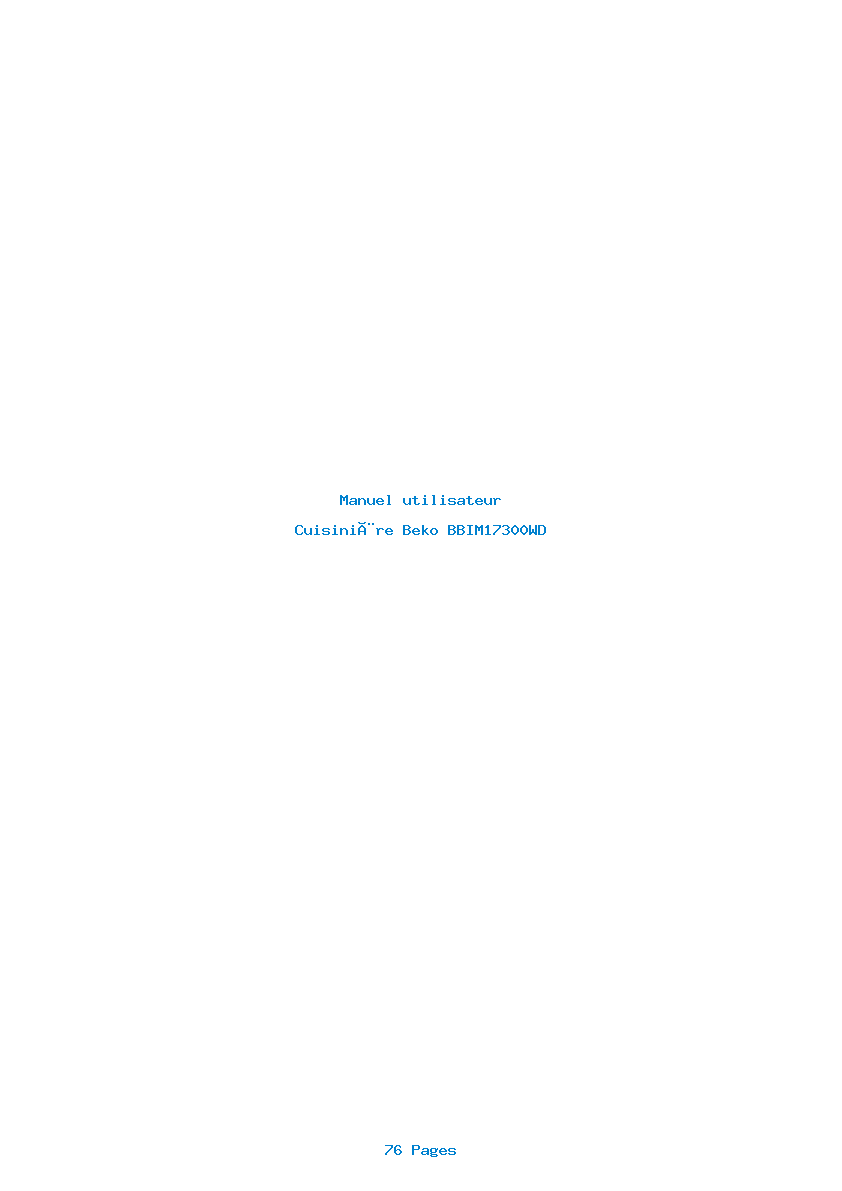 Page 1 de la notice Manuel utilisateur Beko BBIM17300WD