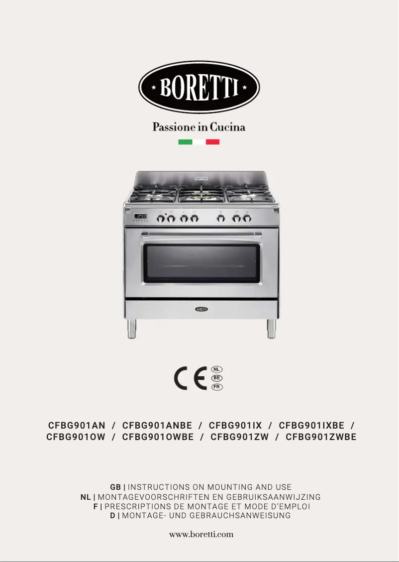 Page 1 de la notice Manuel utilisateur Boretti CFBG901ANBE