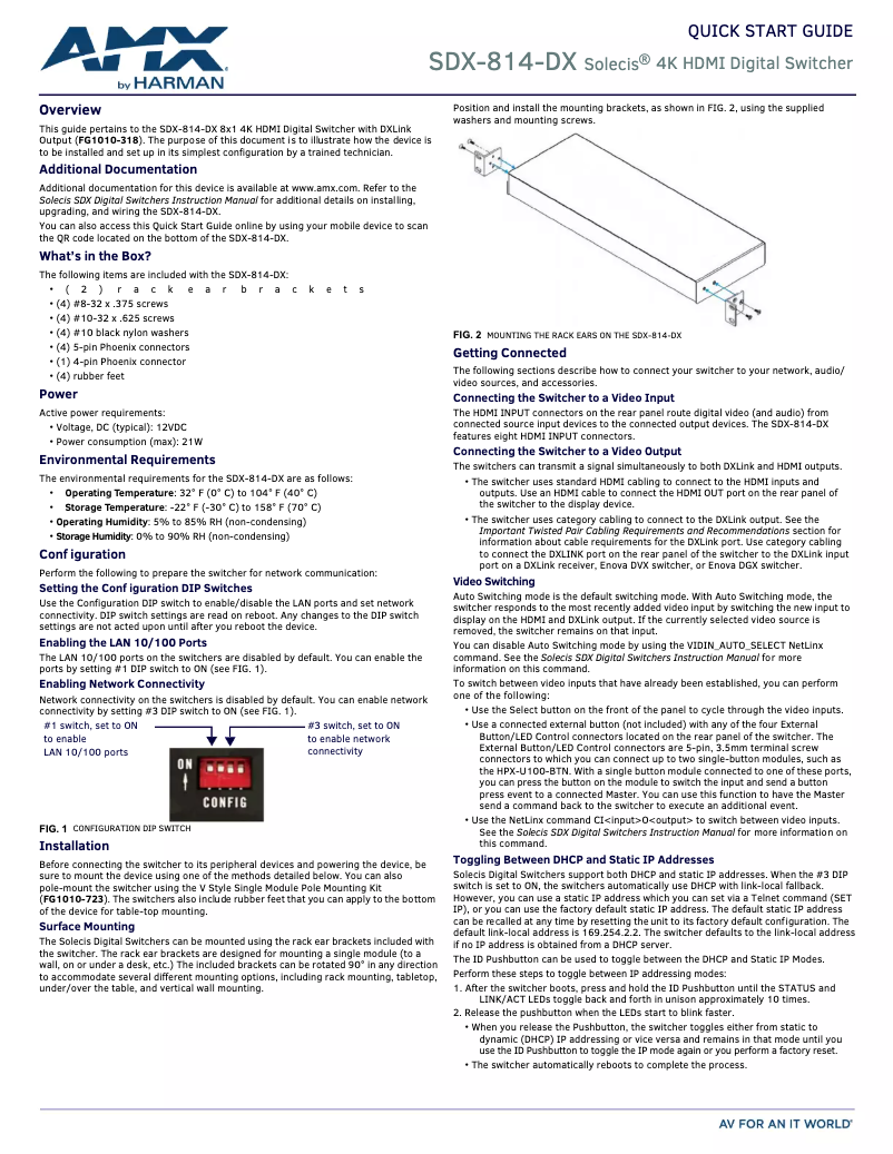 Page 1 de la notice Manuel utilisateur AMX Solecis SDX-814-DX