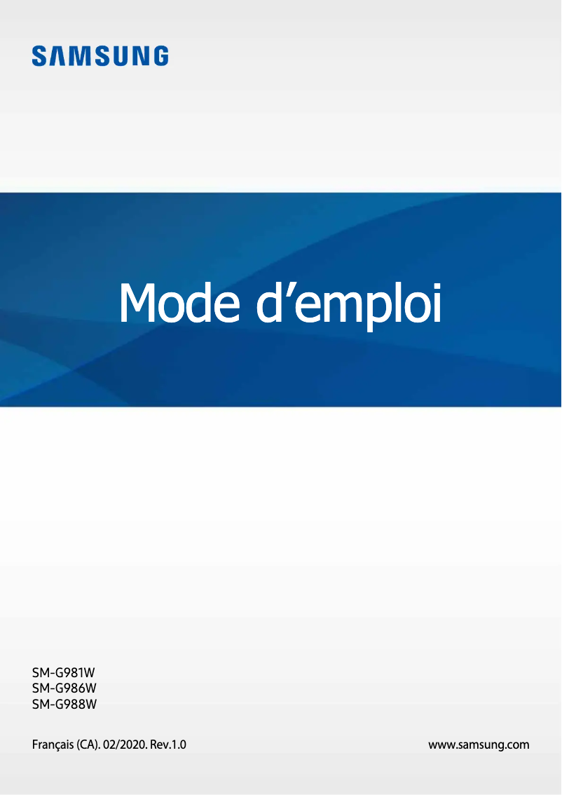 Page 1 de la notice Manuel utilisateur Samsung Galaxy S20 Ultra 5G