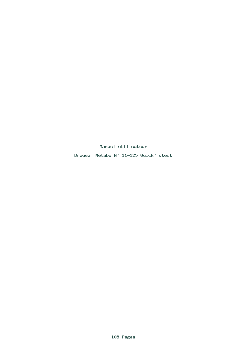 Page 1 de la notice Manuel utilisateur Metabo WP 11-125 QuickProtect