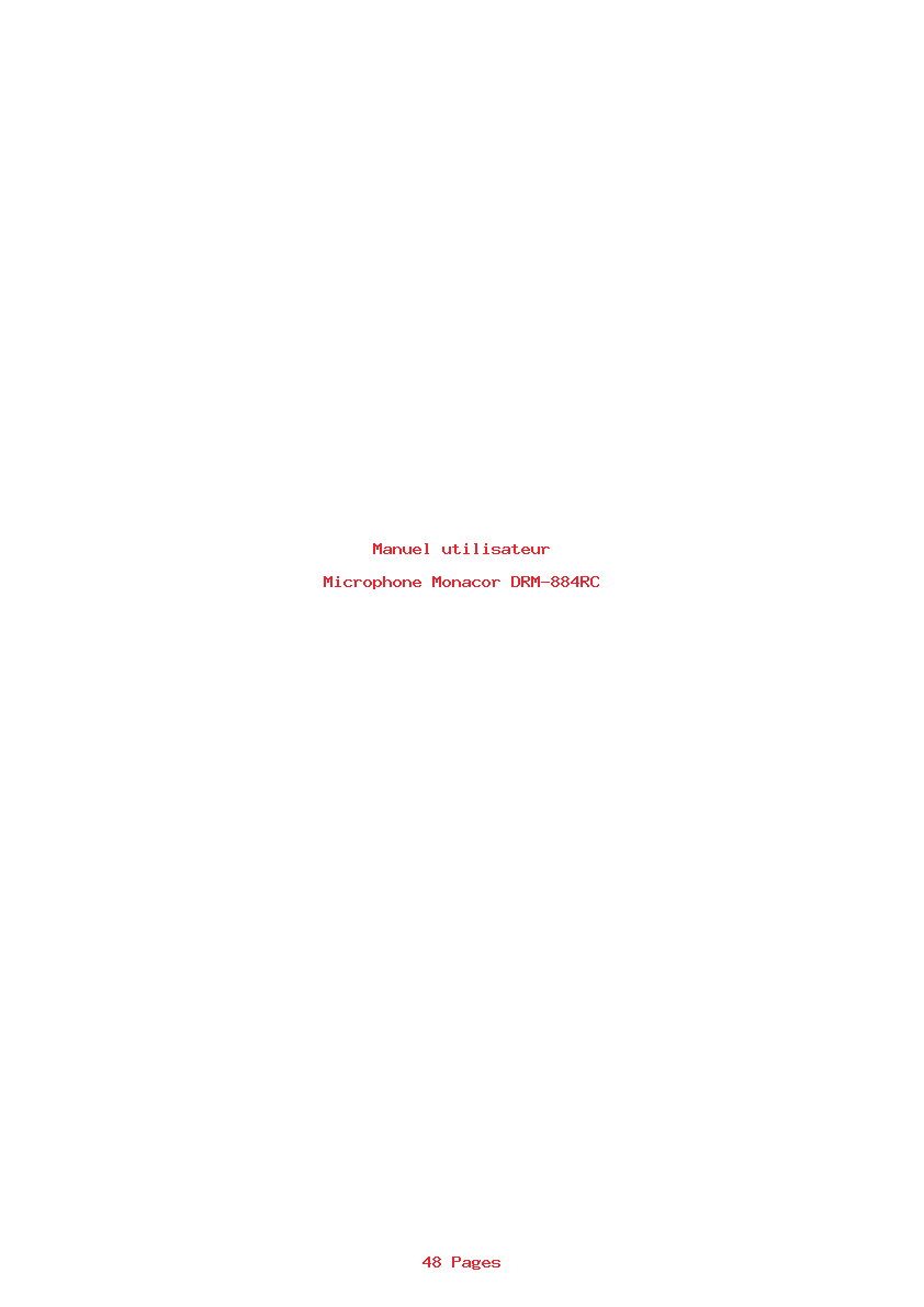 Page 1 de la notice Manuel utilisateur Monacor DRM-884RC