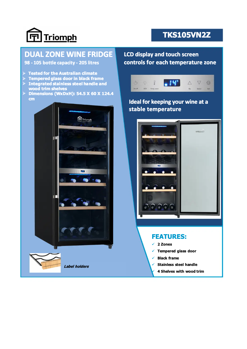 Página 1 del manual Ficha técnica Triomph TKS105VN2Z