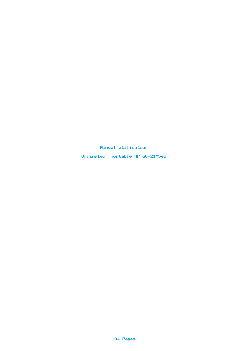 Page 1 de la notice Manuel utilisateur HP g6-2105eo