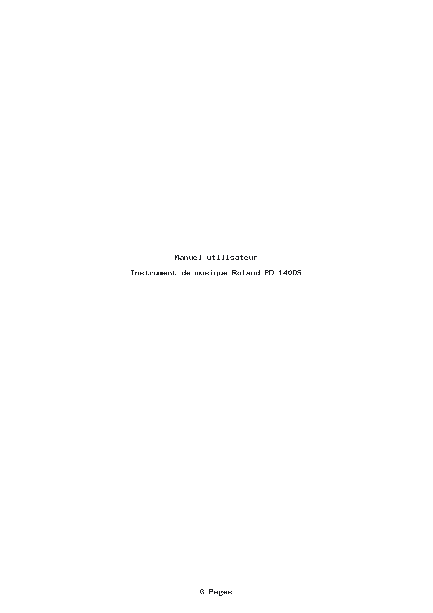 Page 1 de la notice Manuel utilisateur Roland PD-140DS