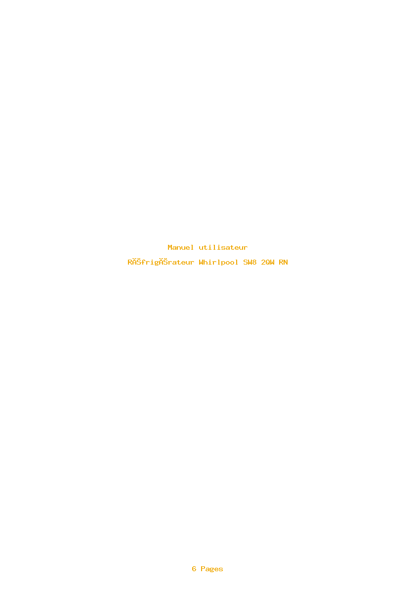 Page 1 de la notice Manuel utilisateur Whirlpool SW8 2QW RN