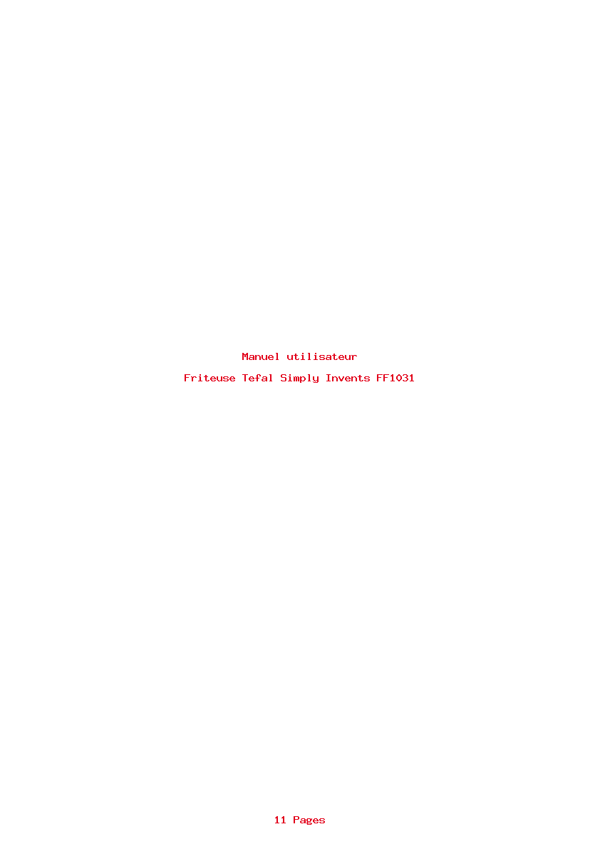 Page 1 de la notice Manuel utilisateur Tefal Simply Invents FF1031