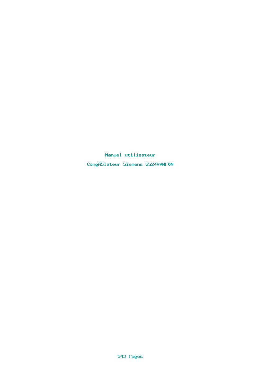 Page 1 de la notice Manuel utilisateur Siemens GS24VVWF0N