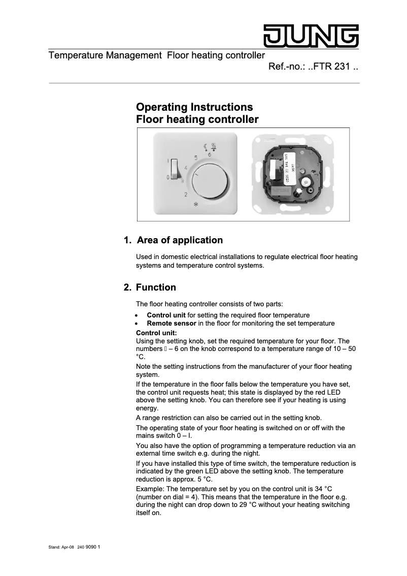 Page 1 de la notice Manuel utilisateur JUNG GCRFTR231PL