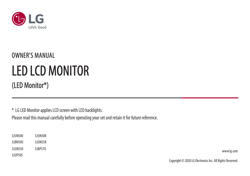 Page 1 de la notice Manuel utilisateur LG UN500