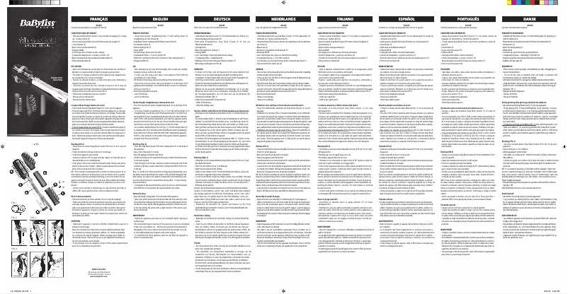 Page 1 de la notice Manuel utilisateur BaByliss Sensitive AS545E