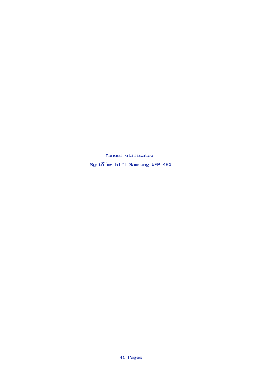 Page 1 de la notice Manuel utilisateur Samsung WEP-450