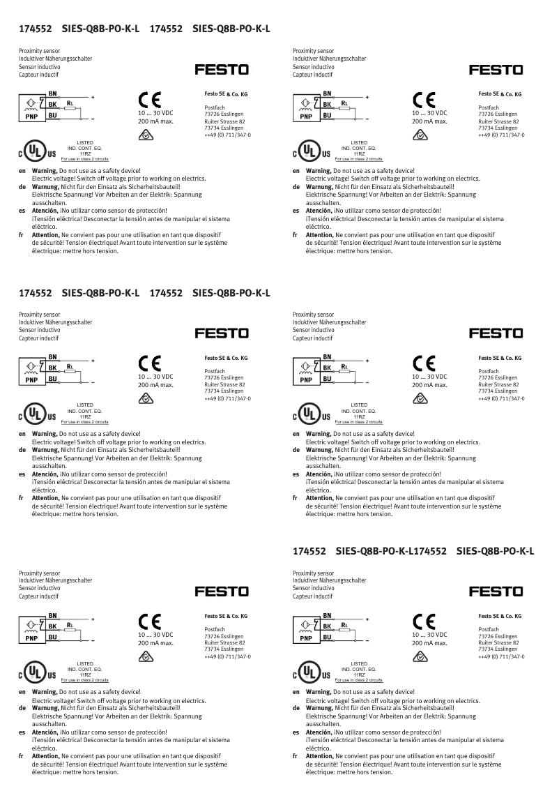 Page 1 de la notice Manuel utilisateur Festo SIES-Q8B-PO-K-L