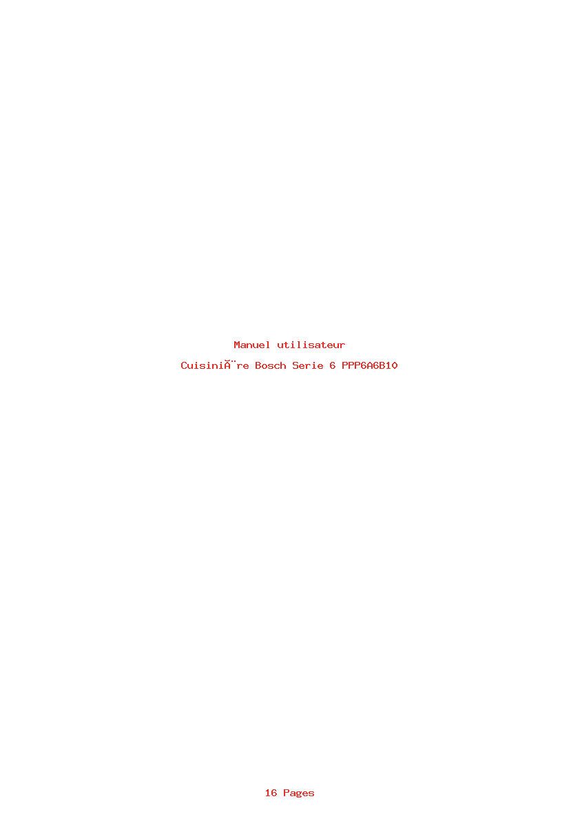 Page 1 de la notice Manuel utilisateur Bosch Serie 6 PPP6A6B10