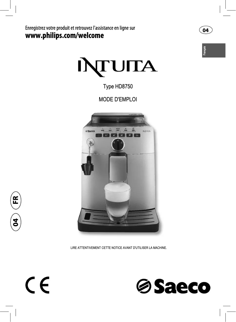 Página 1 del manual Manual de usuario Philips Saeco Intuita HD8750