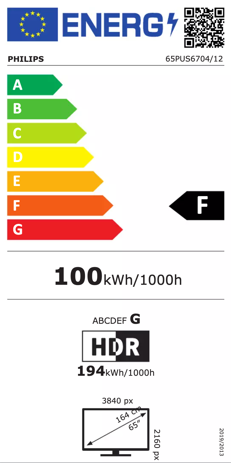 Página 1 del manual Etiqueta energética Philips 65PUS6704