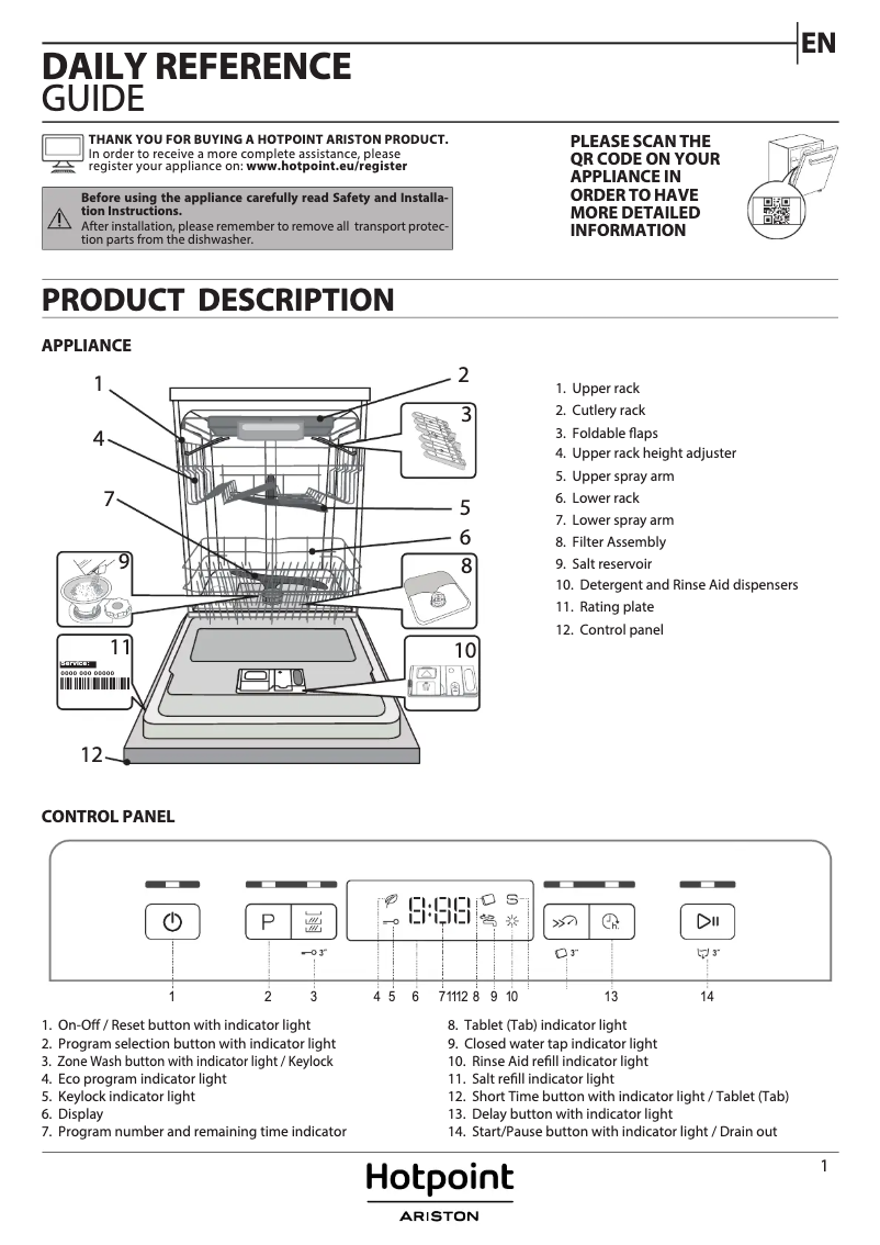 Página 1 del manual Guía de instalación Hotpoint HFC 3C26 F