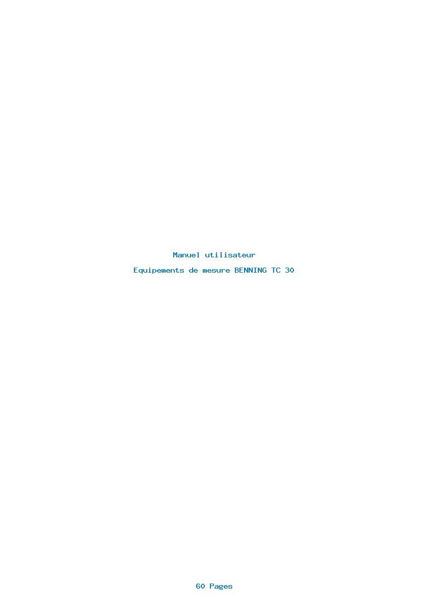 Page 1 de la notice Manuel utilisateur BENNING TC 30