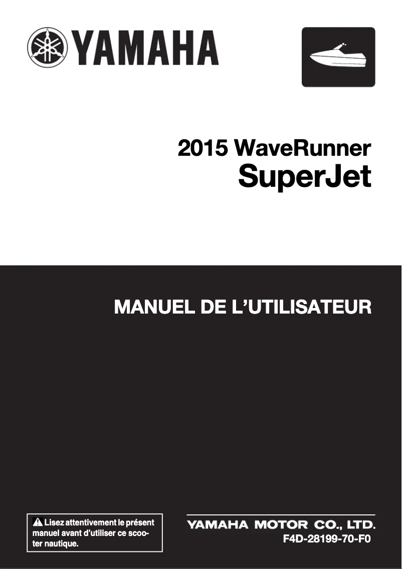 Page 1 de la notice Manuel utilisateur Yamaha WaveRunner SuperJet (2015)