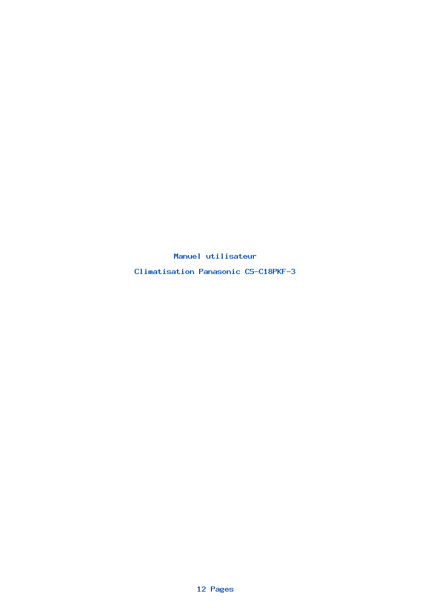 Page 1 de la notice Manuel utilisateur Panasonic CS-C18PKF-3
