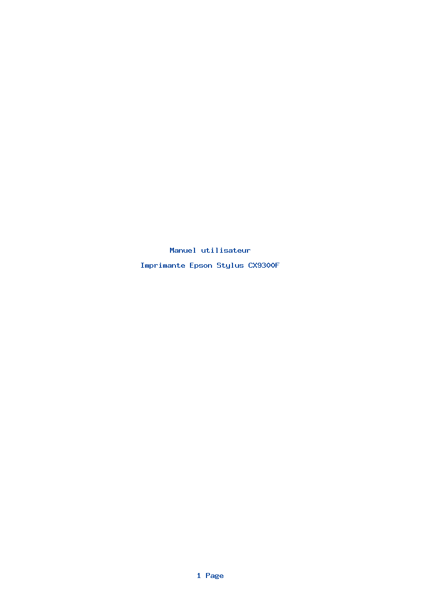 Page 1 de la notice Manuel utilisateur Epson Stylus CX9300F
