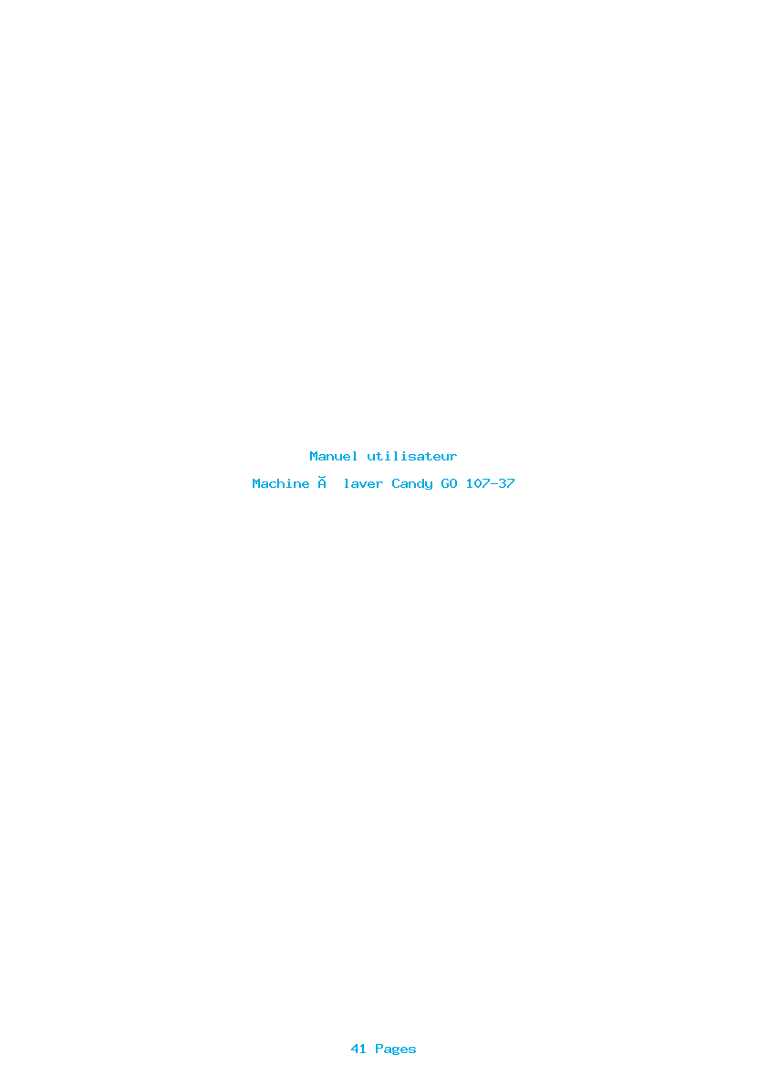 Page 1 de la notice Manuel utilisateur Candy GO 107-37