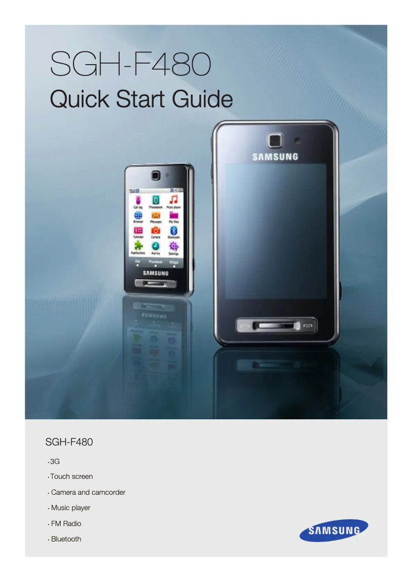 Page 1 de la notice Guide d'installation Samsung SGH-F480W