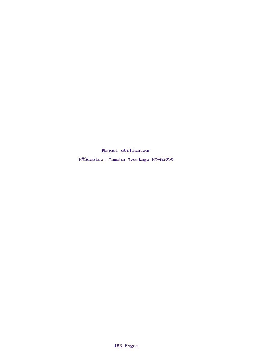 Page 1 de la notice Manuel utilisateur Yamaha Aventage RX-A3050