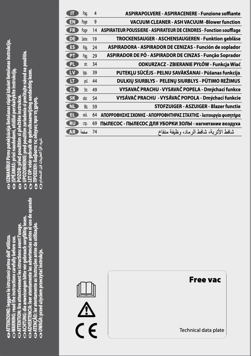 Página 1 del manual Manual de usuario Lavorwash Free Vac 1.0