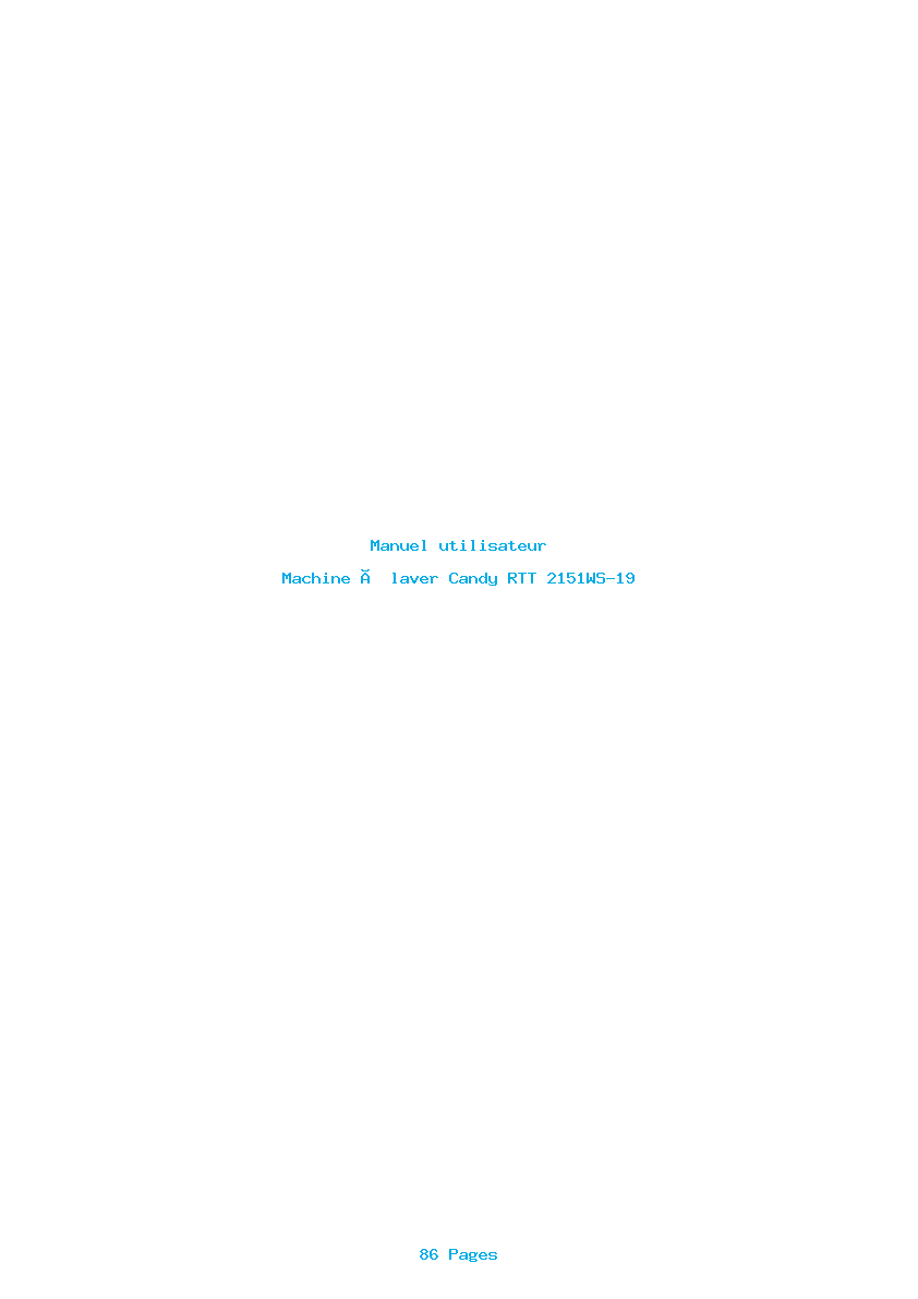 Page 1 de la notice Manuel utilisateur Candy RTT 2151WS-19