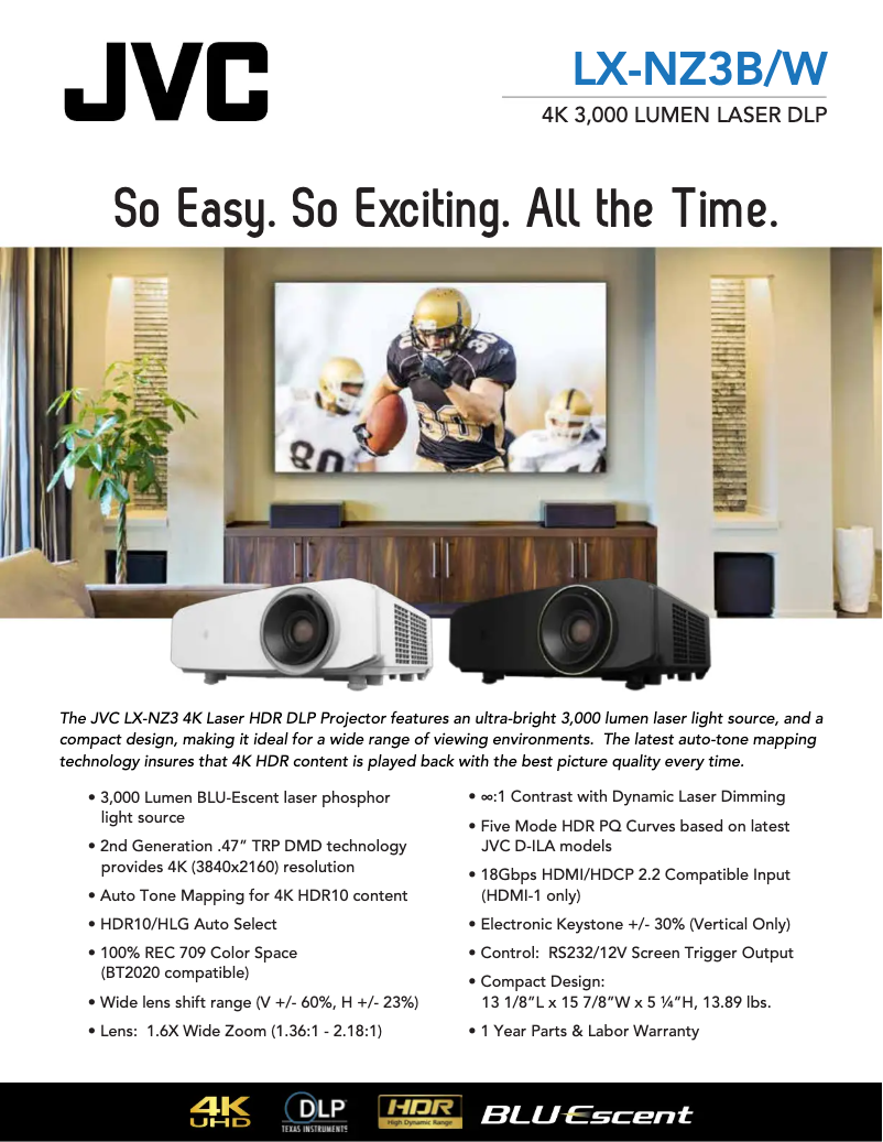 Page 1 de la notice Brochure JVC LX-NZ3B