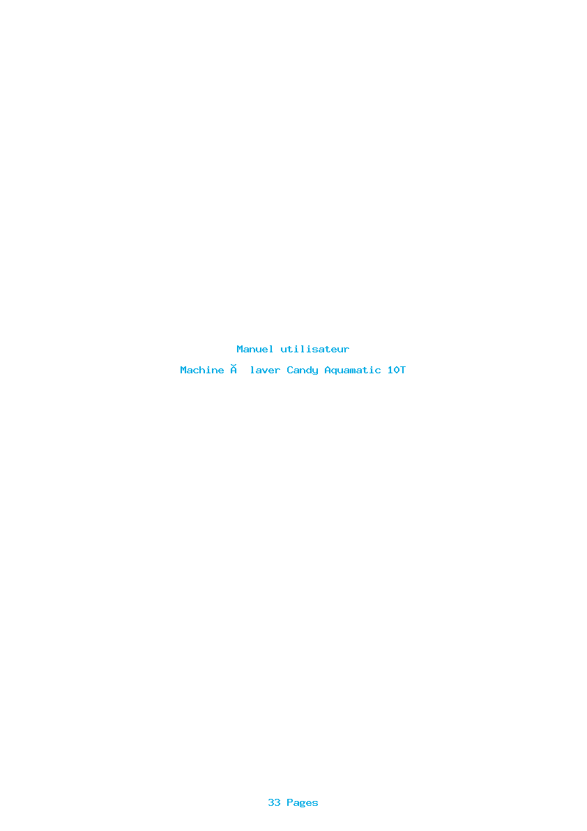 Page 1 de la notice Manuel utilisateur Candy Aquamatic 10T