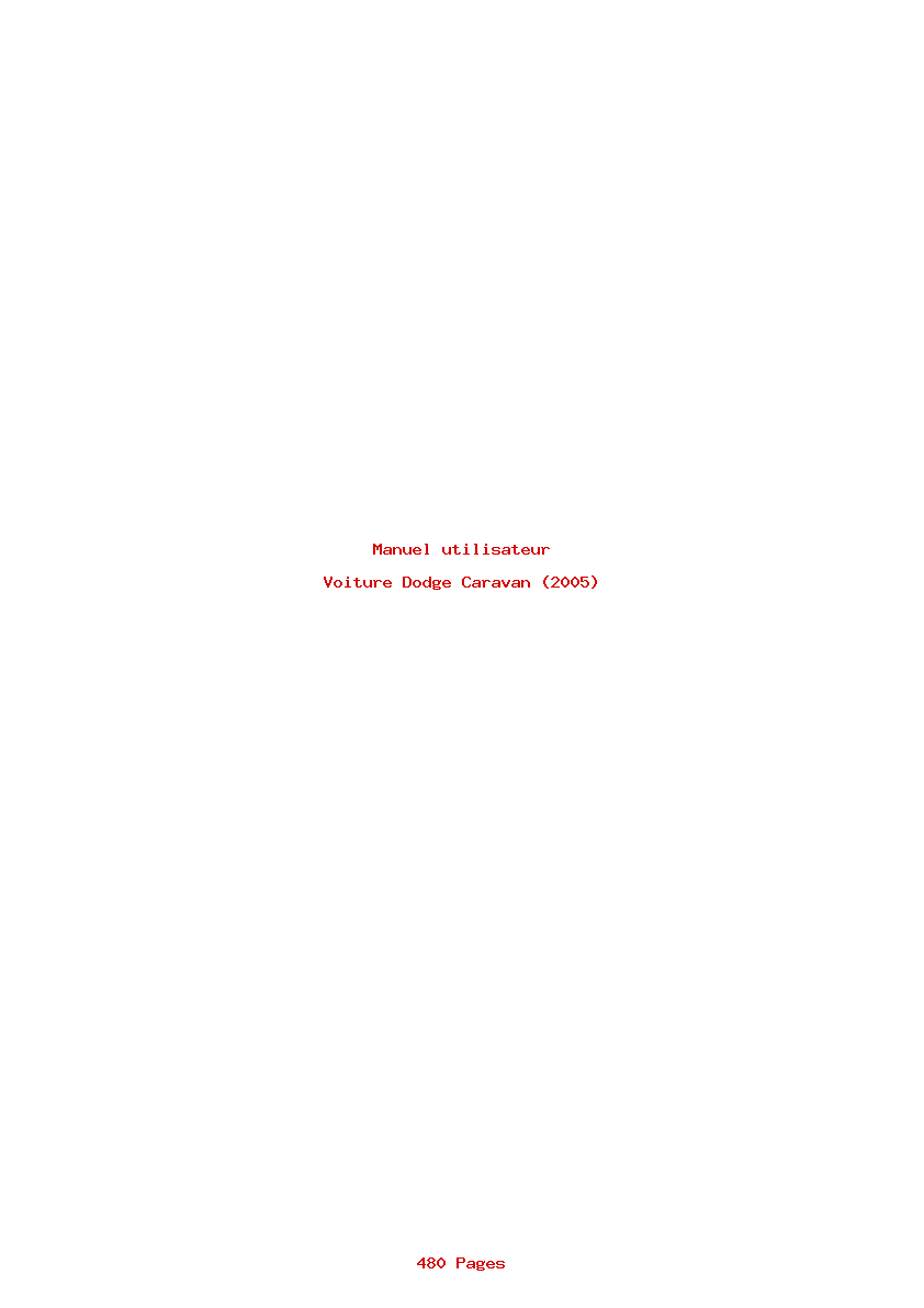 Page 1 de la notice Manuel utilisateur Dodge Caravan (2005)