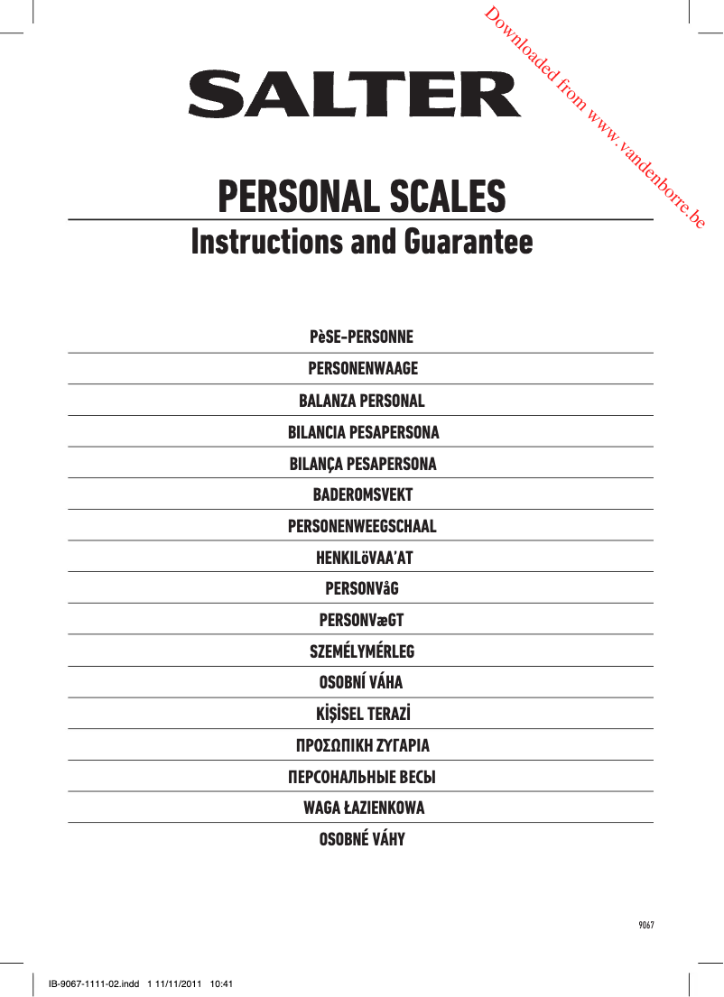 Page 1 de la notice Manuel utilisateur Salter SA9068 WH3R ECO