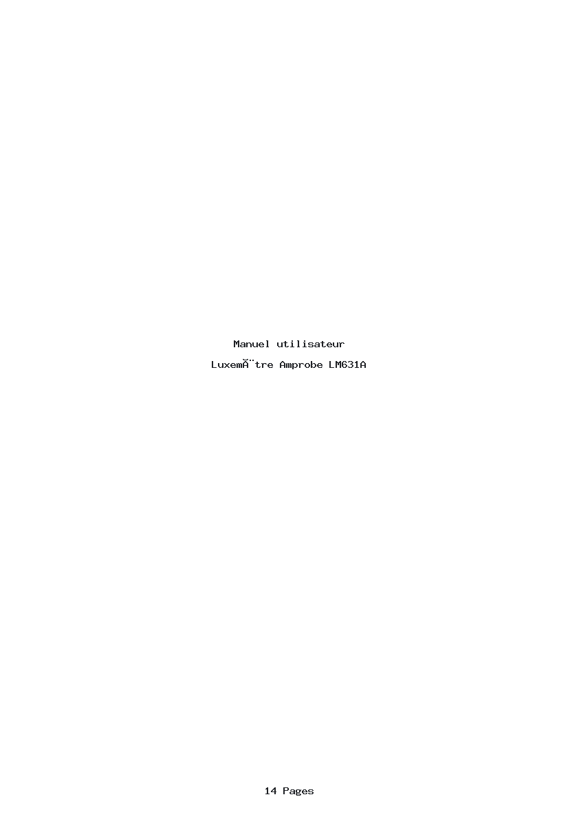 Page 1 de la notice Manuel utilisateur Amprobe LM631A