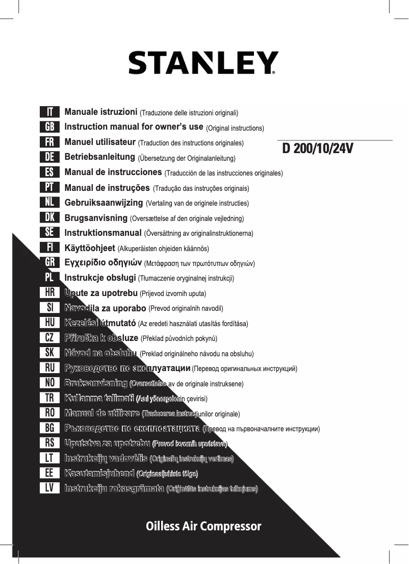 Page 1 de la notice Manuel utilisateur Stanley D 200/10/24V
