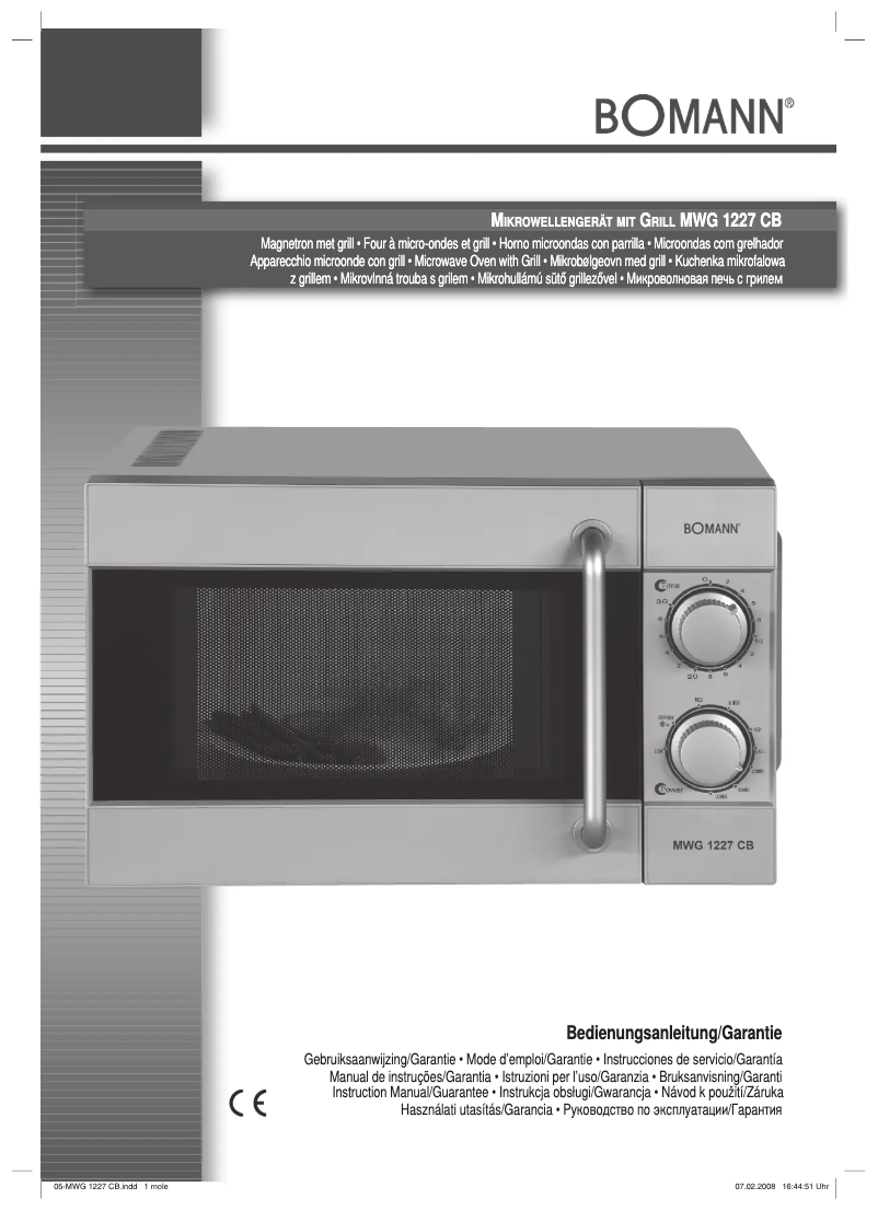 Page 1 de la notice Manuel utilisateur Bomann MWG 1227 CB