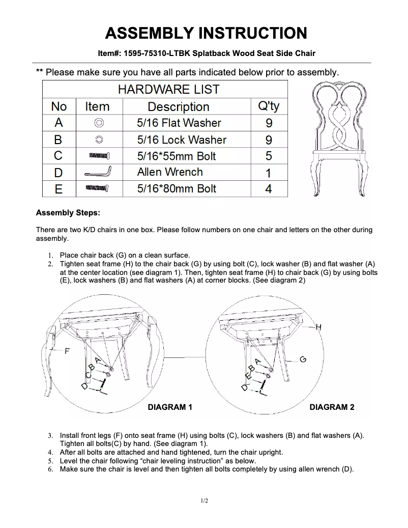 Page 1 de la notice Manuel utilisateur Hooker 1595-75310A-WH