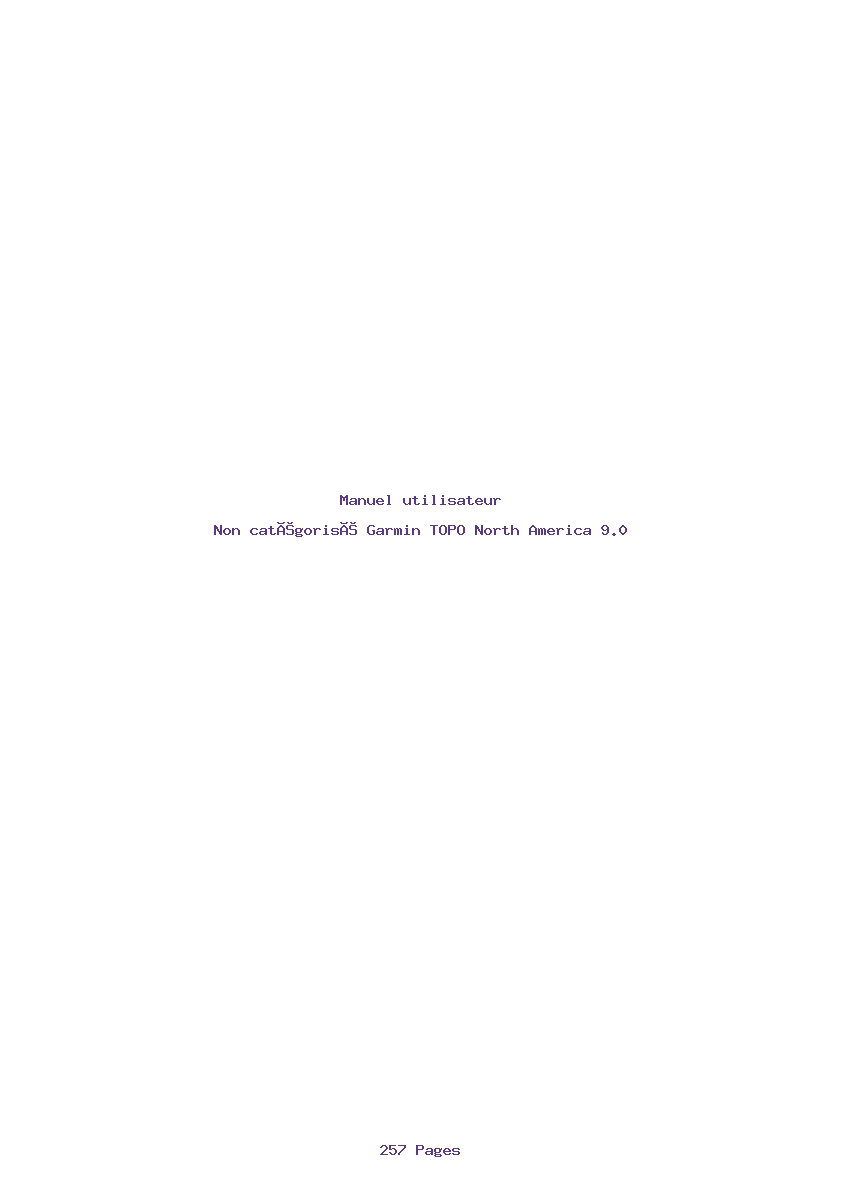 Page 1 de la notice Manuel utilisateur Garmin TOPO North America 9.0