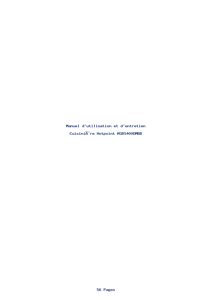 Page 1 de la notice Manuel d'utilisation et d'entretien Hotpoint RGBS400DMBB