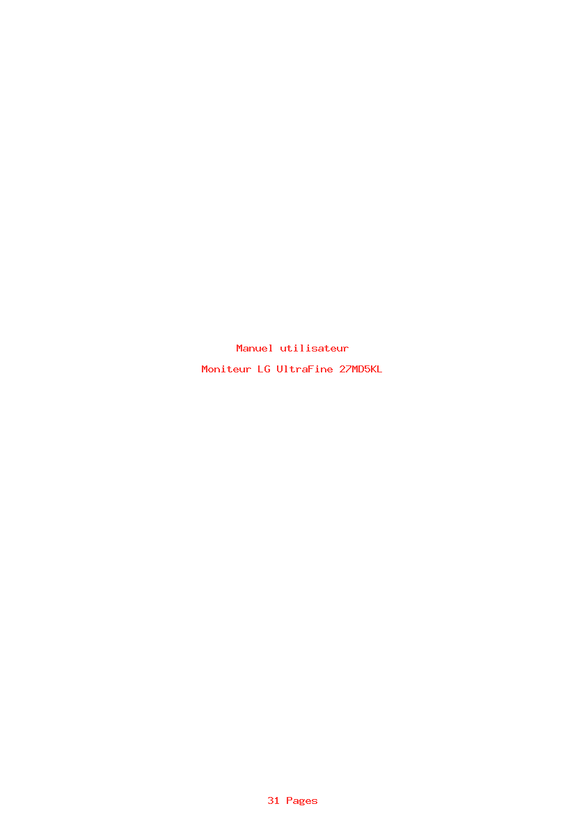 Page 1 de la notice Manuel utilisateur LG UltraFine 27MD5KL