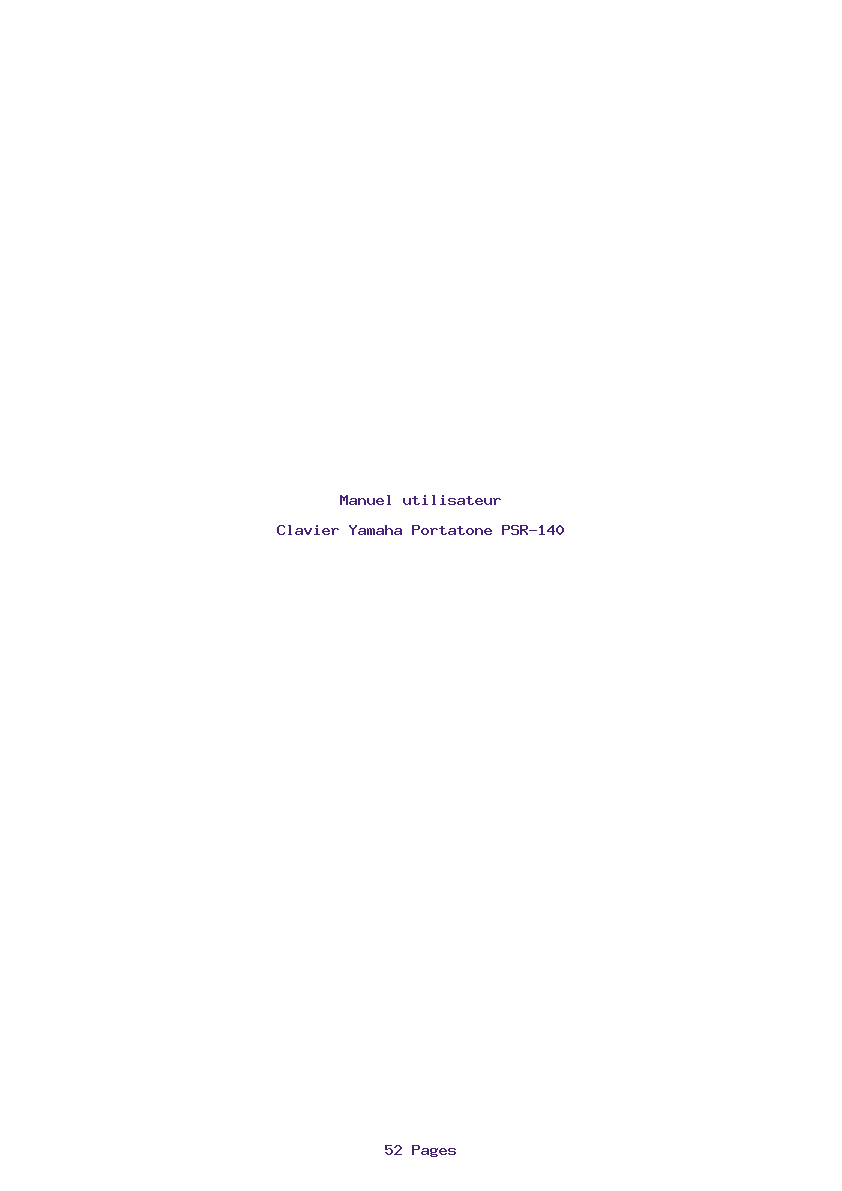 Page 1 de la notice Manuel utilisateur Yamaha Portatone PSR-140