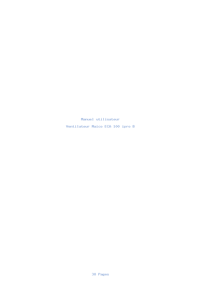 Page 1 de la notice Manuel utilisateur Maico ECA 100 ipro B