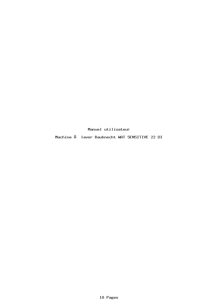 Page 1 de la notice Manuel utilisateur Bauknecht WAT SENSITIVE 22 DI