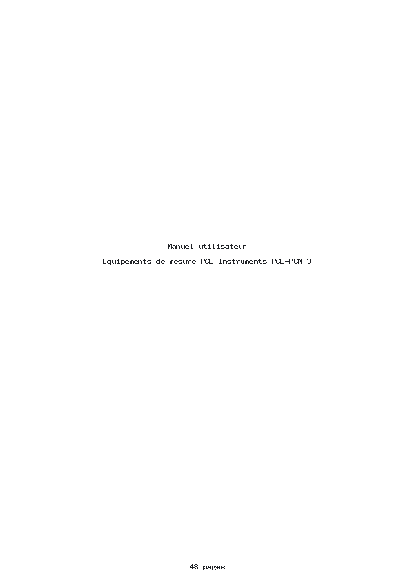 Page 1 de la notice Manuel utilisateur PCE Instruments PCE-PCM 3