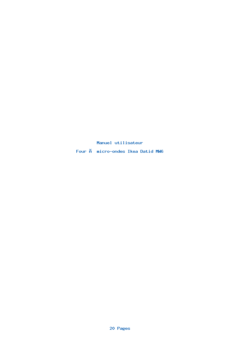 Page 1 de la notice Manuel utilisateur Ikea Datid MW6