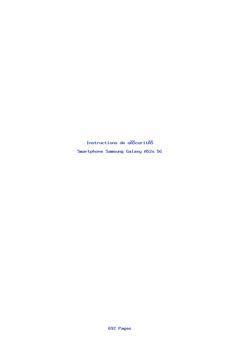 Page 1 de la notice Instructions de sécurité Samsung Galaxy A52s 5G